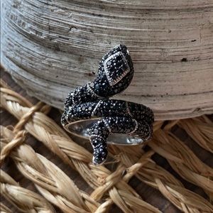 Swarovski Crystal Sterling Silver Snake Ring